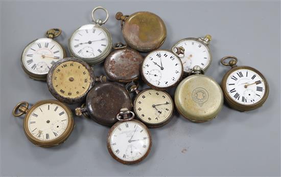 A quantity of assorted base metal pocket watches.